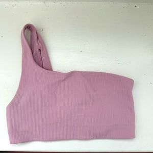 Baby pink off shoulder super cute lulu sports bra